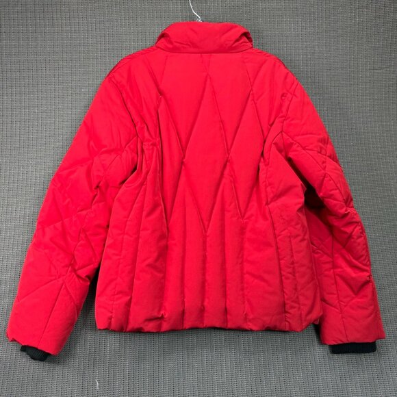 Women's Larry Levine Down Red Quilted Puffer Jacket Coat - Size XL no hood - Picture 2 of 9